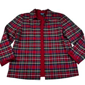 MSK Silk Blend Holiday Christmas Plaid Reversible Jacket Women's Size Large